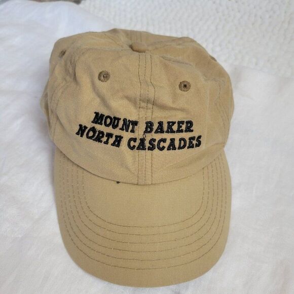 Mount Baker North Cascades WA Hat Baseball Cap Embroidered Khaki Souvenir EUC - Picture 1 of 6